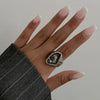 Grey Crystal Geometric Ring Women Design Silver Color Square Finger Rings Asymmetrical Zircon Daily Wear Jewelry Gifts - Image 4