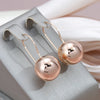 Rose Gold Color Big Glossy Ball Drop Earrings For Women Simple Bride Wedding Jewelry One Touch Dangle Earring - Image 5