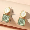 Colorful Green Stone Resin Square Stud Earrings For Women Light French Earrings Jewelry Gifts - Image 6