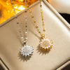 Rotatable Sunflower Necklaces For Women Jewelry Accessories Chain Choker - Image 1