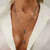 Acrylic Square Pendant Metal Round Bead Chain Multi-layer Fold Wear Necklace for Women Personality Jewelry Gifts - Image 1