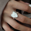Silver Open Finger Ring Punk Heart Irregular Geometric Stackable For Women Girl Jewelry Gift - Image 39