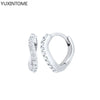 Silver Needle Double Circle Zirconia Earrings For Women Minimalism Vintage Geometry Hoop Earrings Jewelry - Image 18
