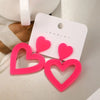 Y2K Rose Pink Hollow Heart Drop Earrings For Women Korean Sweet Cute Double Love Earring Girls Jewelry Gifts - Image 3