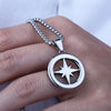Layered Necklaces for Men, Sailing Travel Compass Pendant, Stainless Steel Cuban Figaro Wheat Chain, Casual Retro Collar - Image 5