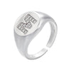 silver color A-Z Initial Signet Rings For Women Men Statement Ring 26 letters women adjustable rings - Image 21