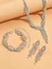 Four-Piece Copper Chain Jewelry Set with Necklace Earrings and Bracelet - Image 9