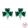 Silver Elegant Sparkling Lucky Clover Hoops Earring For Women Jewelry Simple Colorful Flower Love Gift - Image 49