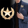 Five-pointed Star Brooches Badge Metal Wheat Lapel Pin Men's Suit Shirt Collar Clothing Accessories - Image 1