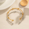 Stainless Steel Golden Silver Color Steel Bead Open Slim Bracelet Elegant Charming Design Jewelry Gift - Image 4
