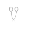 Gold Silver Color Plated Double Hole Link Chain Circle Hoop Earrings Zircon Star Lightning Eye Pendant Huggie Piercing Earring - Image 25