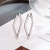 Silver Pentagonal Rhombus Geometric Hoop Earrings for Women Wedding Party Jewelry Gift - Image 3