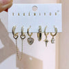 6pcs Pendant Earring Set Star Flower Butterfly and Simple Hoop Earrings Jewelry Gold Plated Accessory - Image 16