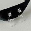 Silver Color Bowknot Stud Earrings for Women Elegant Ribbon Hanging Earring Party Jewelry Accessories - Image 6