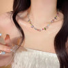 Colorful Ladies Necklace Rainbow Crystal Zirconia Beaded Necklace Adjustable Chain Bohemian Starry Sky Pendant For Women - Image 3