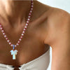Glass Bead Necklace with Pumpkin Beads and Tree or Fish Pendants - Image 4