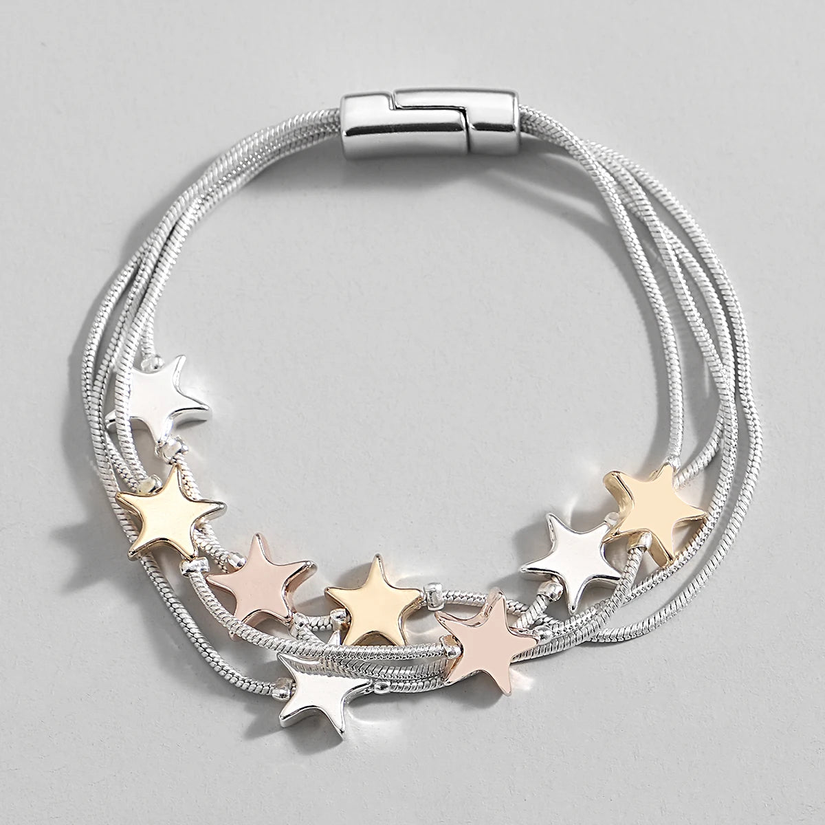 Silver Color Bracelets Pentagramme Charms Copper Snake Bone Chain Bracelet for Women Magnetic Buckle Jewelry - Image 1