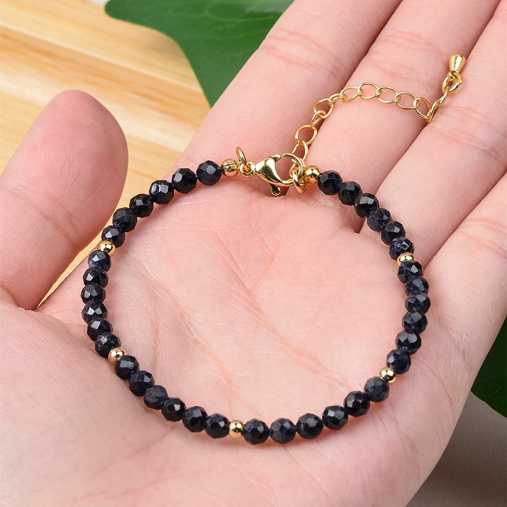 4 mm Stone Bead Bracelet with Stretch Cord and Multiple Color Options - Image 1
