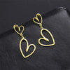 Two Hearts Stainless Steel Hoop Earrings For Women Gold color Sweet Simple Heart Dangle Stud Earring Jewelry Gift - Image 1