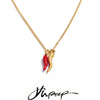 Stainless Steel Enamel Red Chili Necklace Pendant Stylish Unique Chic Collar Jewelry Gold Platinum Pvd Plated - Image 1