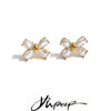 Stainless Steel Cubic Zirconia Bowknot Small Stud Earrings Korean Style Sweet Cute Jewelry Accessories - Image 1