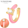 1PC Plated Gold Ear Cuff Earrings Ear Clip for Women Purple/Green/Turquoise No Pierced Earrings Jewel - Image 42