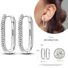 Silver Women Hoop Earrings Gifts For Girl U Rhombic Shape Geometric Lines Zircon Earring - Image 30