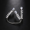 Stonefans Zircon Leaf Ring for Women Adjustable Delicate Leaf Olive Shaped Finger Rings Opening Female Jewelry Gifts