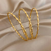 1pc/3pcs Gold Plated Stainless Steel Bangle Bracelet for Women Simple Shiny Twisted Geometric Slim Bracelets Jewelry - Image 1
