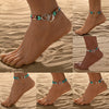 Bohemia Layered Beaded Anklet For Women Hollow Double Heart Charm Ankle Bracelet Summer Beach Vacation Foot Jewelry Gift - Image 1