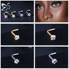 ZS 3-4Pcs/lot Gold Color Stainless Steel Nose Stud Set Heart Star Round Crystal Nose Piercing L Shape Nostril Piercing 18g/20g - Image 32