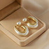 Gold Color Pearl Irregular for Women Korean Design Rhinestone Round Geometric Earring Party Girls Gifts Jewelry - Image 4