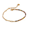 Chic Thin Stainless Steel Chain Colorful Cubic Zirconia Bracelet Bangle Gold Plated Jewelry Women - Image 9