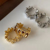 Irregular Wavy Pleated Earrings for Women Retro Copper Metal Earrings Design Simple Temperament Senior Jewelry - Image 1