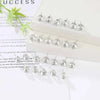 Twelve-Pair Round Stone Stud Earrings Set in Silver-Tone - Image 1