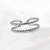 Simple Retro Silver Jewelry Thread Double Open Female Cannabis Opening Rings - Image 2
