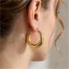 Large Stainless Steel Circle Hoop Earrings in Gold-Tone or Silver-Tone - Image 17