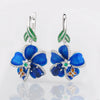 Buyee Silver Female Big Clip Earring Blue Enamel Flower Dangle Earring for Women Jewelry Earrings - Image 3