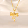 Romantic Bowknot Necklace for Women Stainless Steel Pendant Jewelry Kpop Wedding Korean Bow Choker Neck Chain Gift - Image 5