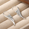 Simple Silver Color Metal Geometry Carving Wing Dangle Earrings for Women Jewelry - Image 3