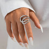 Ingemark 6 Styles Unique Large Petal Flower Twisted Wave Rings for Women Vintage Geometric Adjustable Ring Jewelry Steampunk Men - Image 10