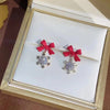 Black Red Snowflake Pendants Earrings for Women Bowknot Sweet Korean Girls Crystal Hanging Earrings Winter Decor - Image 4