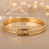 Stainless Steel Snap-on Bangles Women Gold Color Openwork Zircon Bangle Jewellery Accessories Gift 60mm Button Bracelets - Image 1