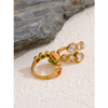 Delicate Cubic Zirconia Heart Stainless Steel Gold Color Adjustable Open Ring Chic Charm Jewelry - Image 6