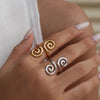 Vintage Metal Irregular Smooth Spiral Ring Set Women's Gold Plated for Everyday Wear, Vacation Travel - Image 4
