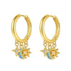 Silver Celestial Star Moon Hoop Earrings Purple Blue CZ Heart Starburst Dangle Huggie Earrings Jewelry for Women - Image 39