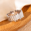 316L Stainless Steel Leaf Stripe Weave Chain Open Ring for Women Men Special Punk Jewelry Gifts - Image 4