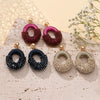 Oval Half String Half Beads Drop Earrings for Women Handmade Crystal Beads Earrings Big Long Earrings Jewelry - Image 2