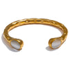 62mm Stainless Steel Multicolored Natural Stone Golden Cuff Open Bracelet Bangle Jewelry - Image 9