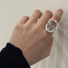 Xiyanik Geometric Transparent Crystal Adjustable Open Rings For Women Korean Jewelry Gift Party - Image 3